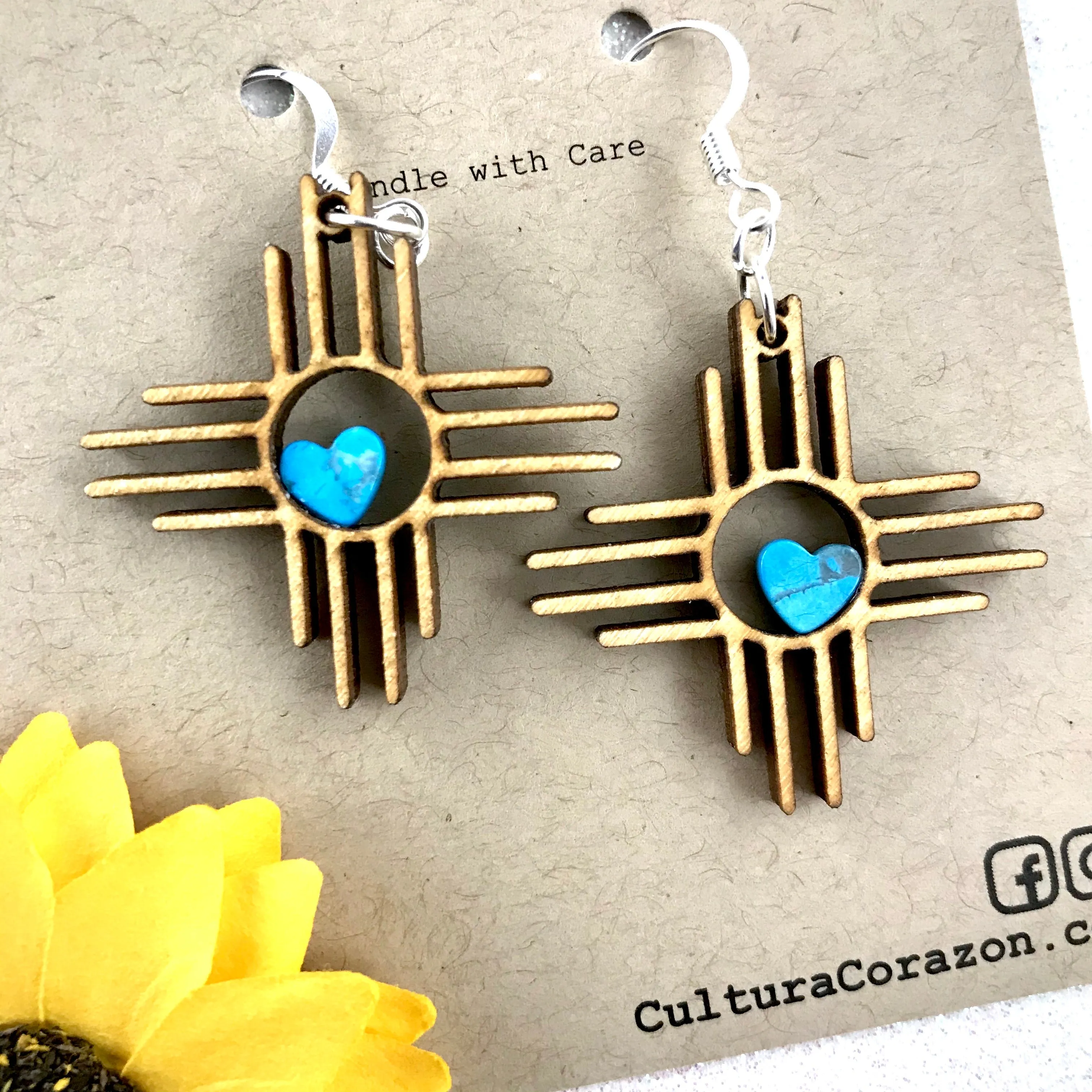 1.25 Zia Sun Symbol Earrings Style #1006