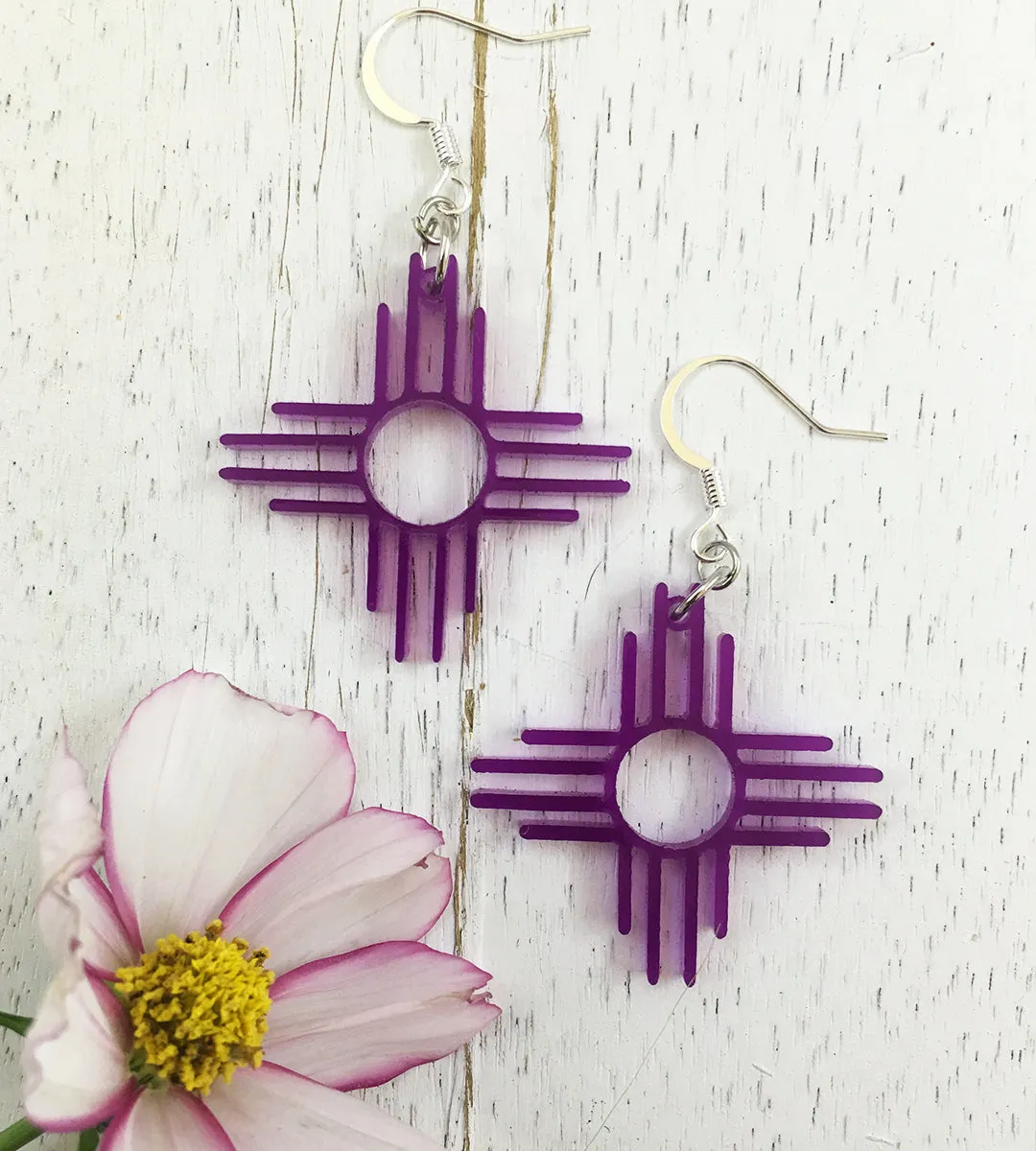 1.25 Zia Sun Symbol Earrings Style #1006