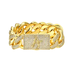 19mm A® Box Clasp Cuban Link Bracelet 7"-Yellow Gold