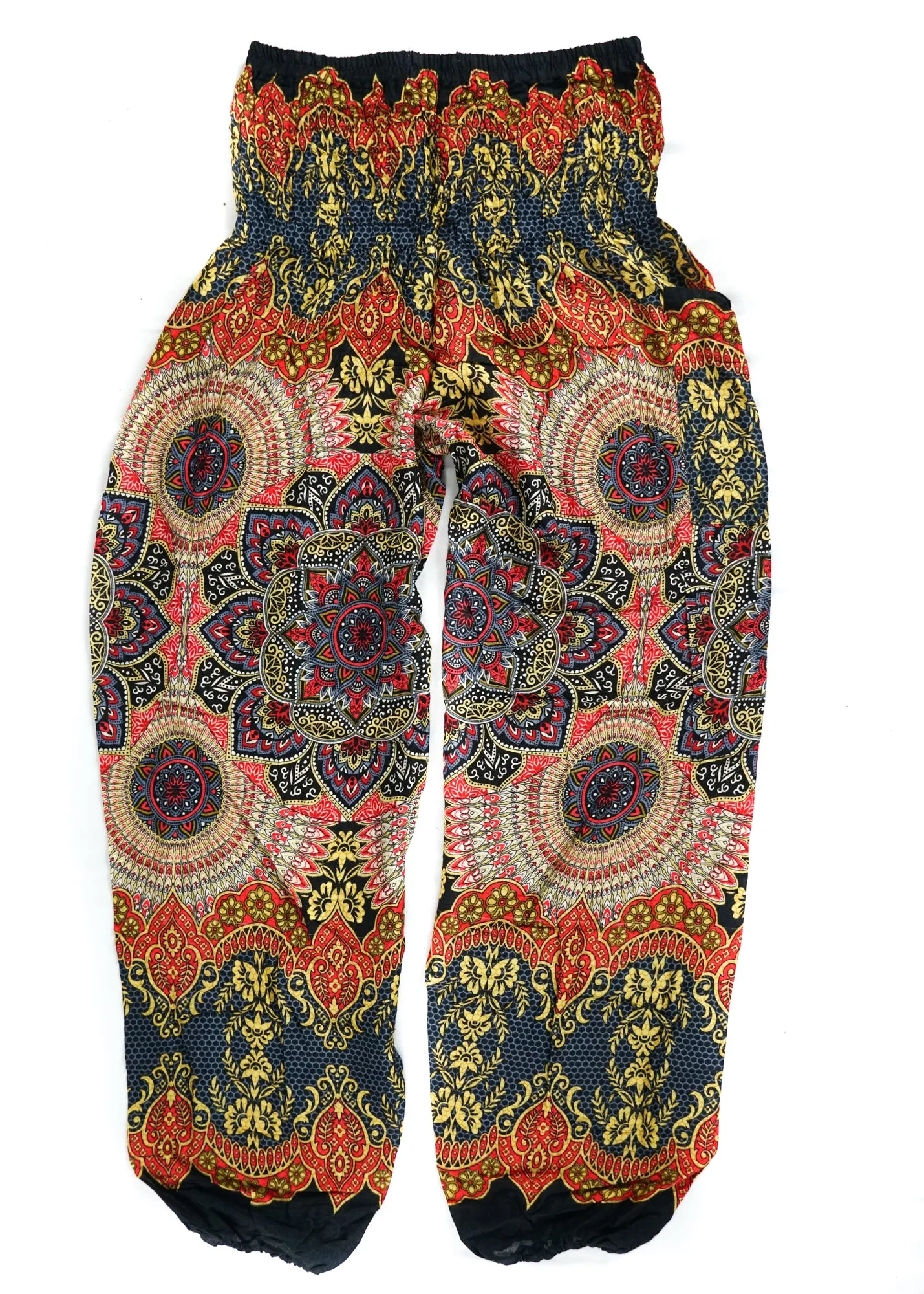 Black Orange Lotus Floral Harem Pants