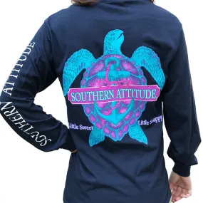 Country Life Outfitters Southern Attitude Snappy Turtle Anchor Bow Navy Vintage Girlie Bright Long Sleeve T Shirt