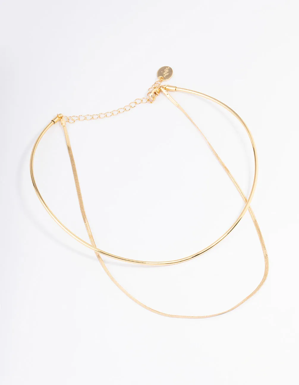 Gold Plated Snake & Collar Layered Necklace