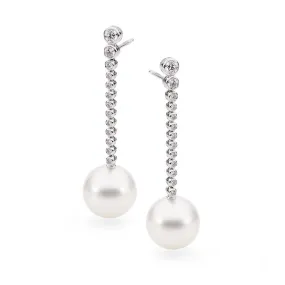 Graduated Diamond and Australian Pearl Earrings