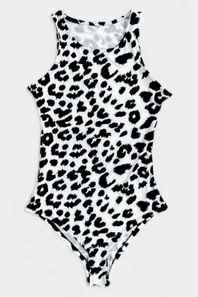 Grey Animal Print Sleeveless Bodysuit