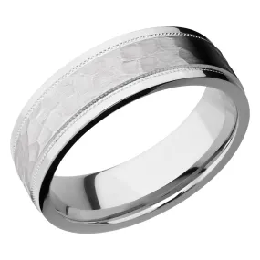 Lashbrook 7MM Cobalt Chrome Wedding Band with a Hammer Finish Center