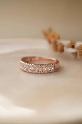 Linear Glam Rose Gold Plated Sterling Silver Band Ring