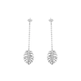 Monstera Leaf Drop Earrings with Cubic Zirconia- Plantita & Plantito Collection