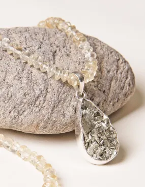 Natural Pyrite Pendant on Citrine Necklace - One of a Kind