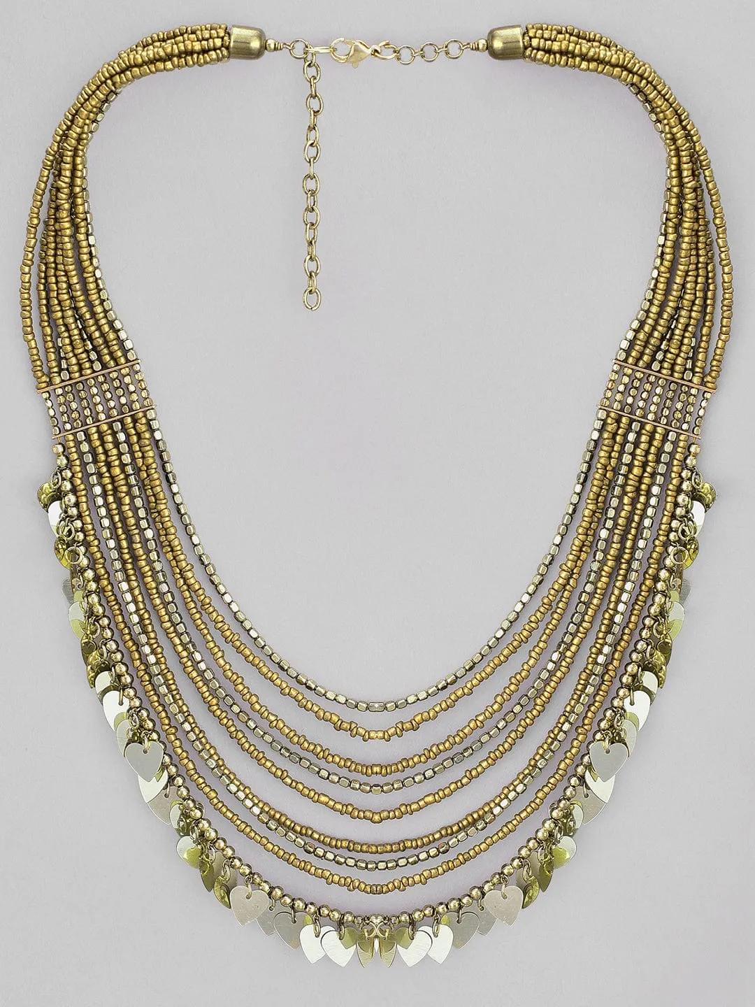 Rubans Voguish Brown Beaded  Multi layered Necklace.