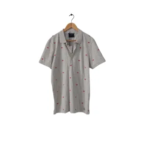 Scotch & Soda Men's Grey and Red Printed Polo Shirt | Brand New |