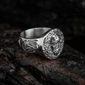 Stainless Steel Odin Head Ring