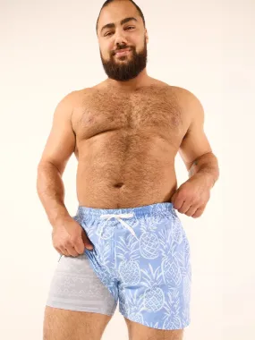 The Thigh-Napples 4" (Faded Lined Classic Swim Trunk)