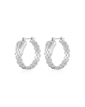 Woven Buckle Hoops- Silver